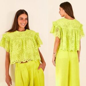 Farm Rio Palm Tree Eyelet Richelieu Top